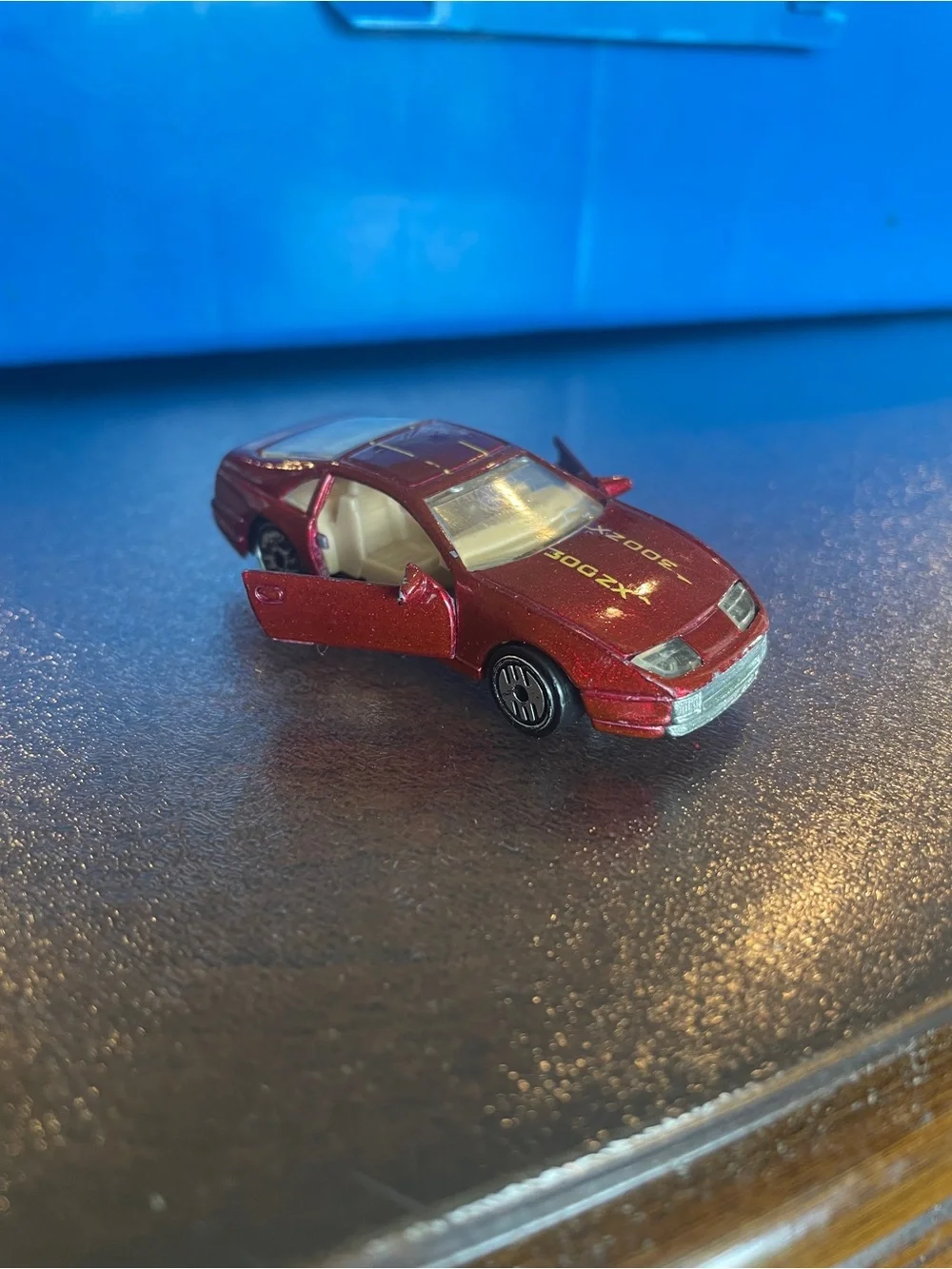 Vintage Hot Wheels 1989 Nissan 300ZX Rare Metal Flake RED Doors Open Loose